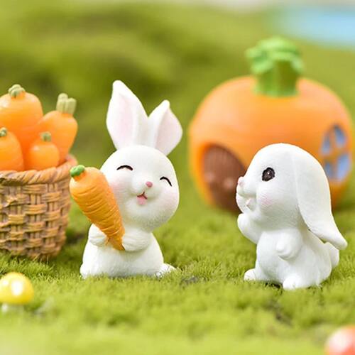 Cute Mini Resin Bunny Easter Decorations Home Miniature Land