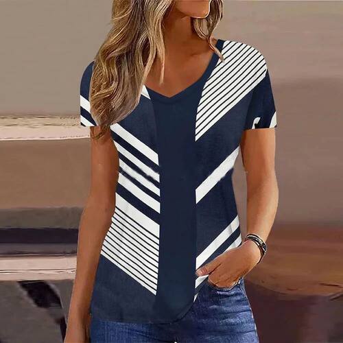 Women's T-Shirt Summer Stripe Short Sleeve Tee Shirt Fashion