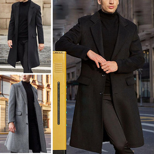 Large sided Double Long Size British Coat Woolen Men 2024