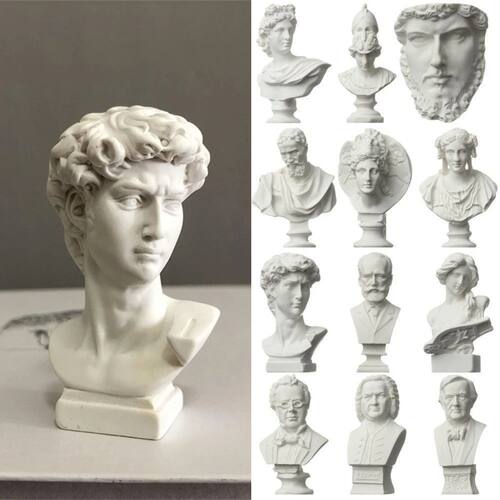 Resin David Statue Mini Head Art Decoration Norse Mythology