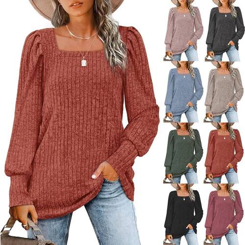 Long Sleeve Shirts for Women rendy Casual Square Neck ops Li