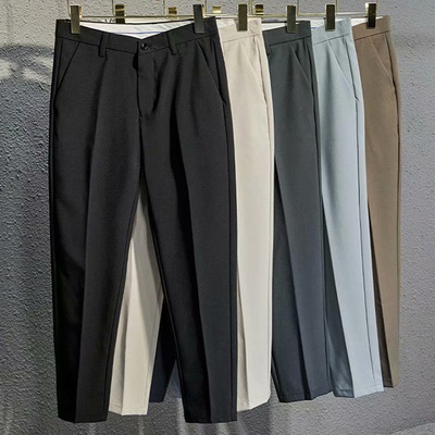 Falling Solid Color Tapered Trousers Men's British Slim Fit
