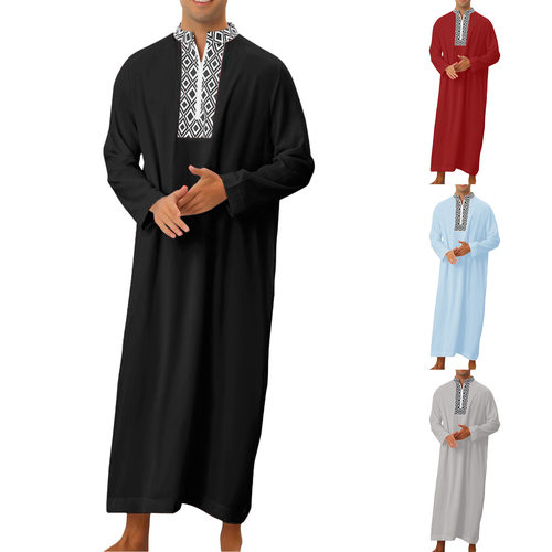 2024  Middle East Arab Dubai Malaysian Men's Loose Robe Pock