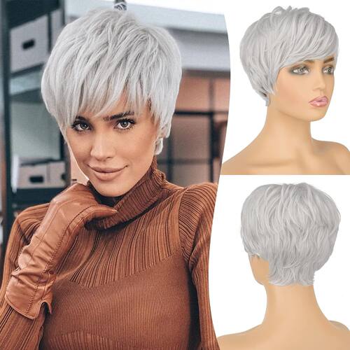 Women's Fashionable Synthetic Headband For Gray-white Short