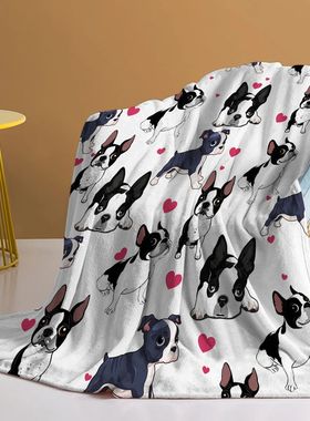 Funny Pug Dog Blanket Cute Pug Dog with Erect Ears Design Fl