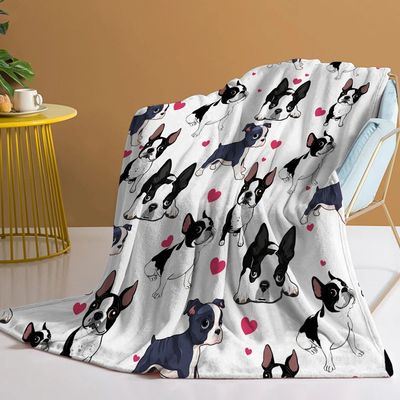 Funny Pug Dog Blanket Cute Pug Dog with Erect Ears Design Fl