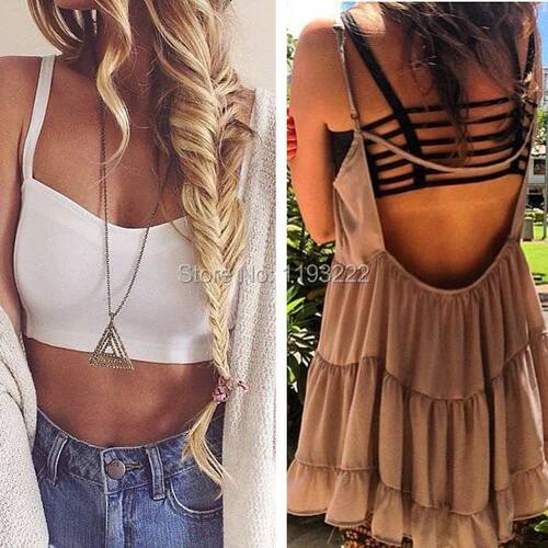 Fashion Women Sexy Cutout Hollow Cross Open Back Padded Wrap