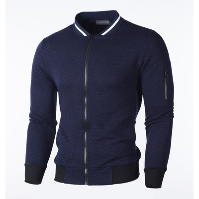 Sweatshirt Zipper Stand Collar Sweatshirt Jacket Men's Plaid
