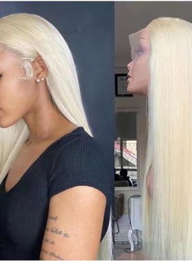 Women's Long Straight Hair With Middle-parted B, Hand-woven