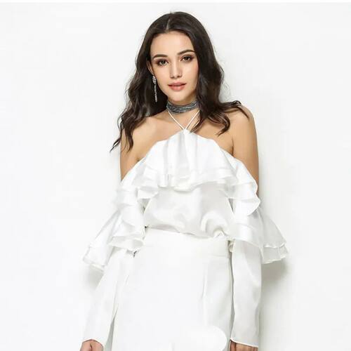 Bella Philosophy spring women sexy satin slash neck shirt so