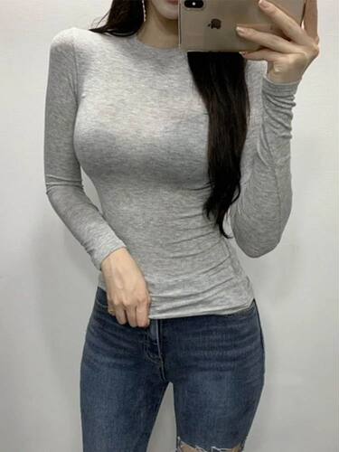 Thin T Shirt Women Cotton Long Sleeve Top T-Shirts Korean St