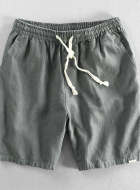 Shorts Beach Pants Linen Loose Casual Elastic Band Three-qua