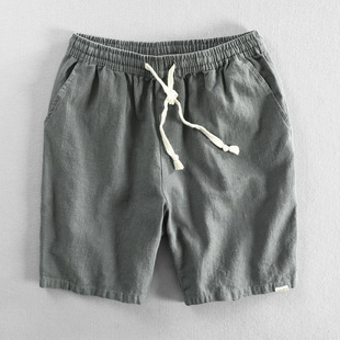 Linen Loose Three Beach qua Band Pants Elastic Shorts Casual