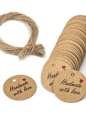 100pcs Round Kraft Paper Gift Tags Baking Printed Tag Celebr