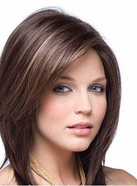 Female Short Hair Brown Highlighted Bobo Short Straight Hair