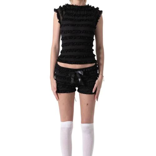 Sweet Spice Girl Wooden Ear Side Hollow Out Strappy Camisole