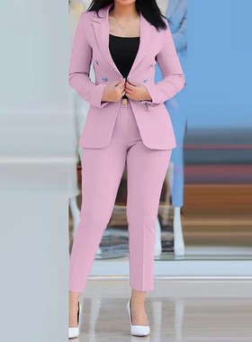 Sets for Women 2 Pieces 2024 Autumn Fashion Notched Neck Lon