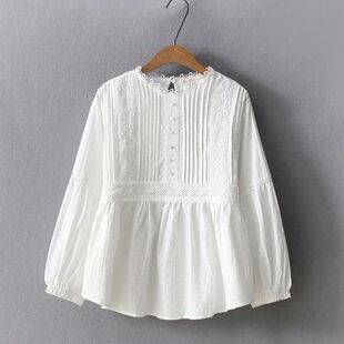 Spring Summer Mori Girl Casual Shirt Women Solid White Long