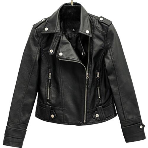 Women's  Leather Jacket Women's Zipper Motorcycle Suit For A