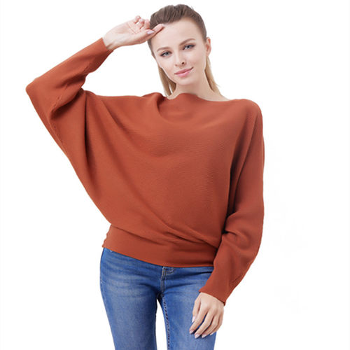 2026 Women’s Knitted Off-shoulder Batwing Pullover, Loose-f