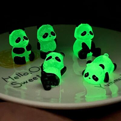 Glowing Panda Mini Figurines Miniature Panda Micro Landscape