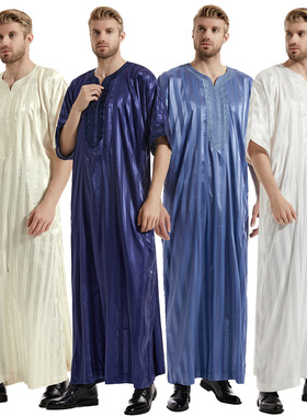 Factory Ready Stock Middle Eastern  Men's Striped Mid-sleeve