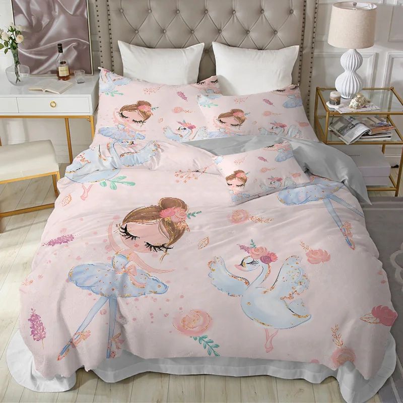 Modern Lovely Princess Kids Bedding Set Twin Size Microfiber