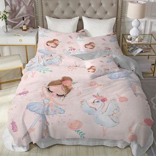 Modern Lovely Princess Kids Bedding Set Twin Size Microfiber