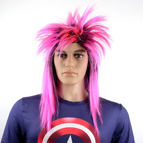 Anime splay Men's Long Pink Micro-curl Long Straight Hair Me