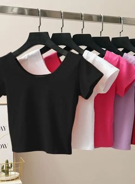 11 Colors Solid Crop Top Women T-shirt Cropped Slim High Wai