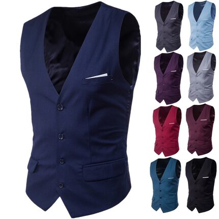 Vest Coatmen Slim Vest Pure Color Business Wedding Vest Coat