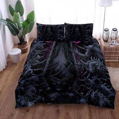 Hand Painting Crow Skull Bedding Set Single Twin Double Quee