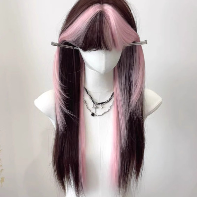 Female B Pink Highlights Brown Daily s Sweet ol Long Straigh