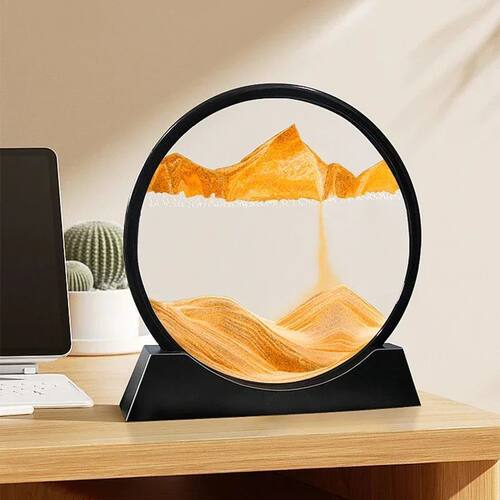 3D Moving Sand Art Picture Quicksand Craft Round Glass Deep