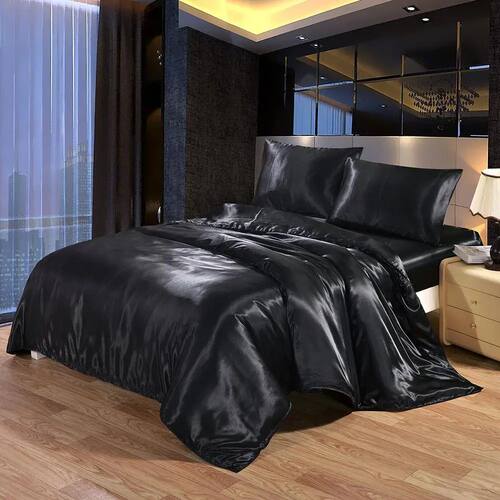 Bedding Set 4 Pieces Luxury Satin Silk Queen King Size Bed S