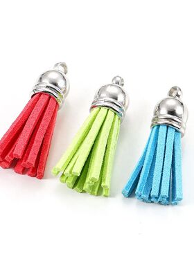 10/30/60pcs 38mm Sliver Suede Faux Leather Tassels For Keych