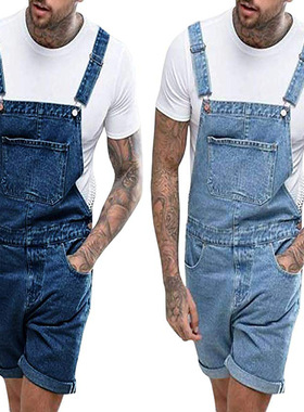 Ebay Retro Men's Denim Holed Shorts Overalls Pants