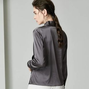 High Quality 100% Silk Shirt Women Elegant Blouse Long Sleev