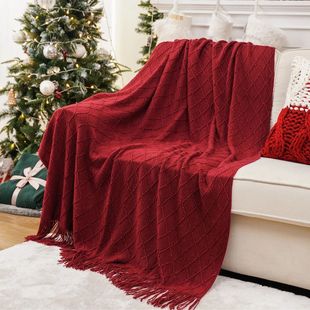 Battilo Red Plaid Knitted Throw Blanket Christmas Soft Strip