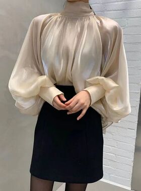 Elegant Style Blouse Women Hot Sale All-Match Solid Color Bl