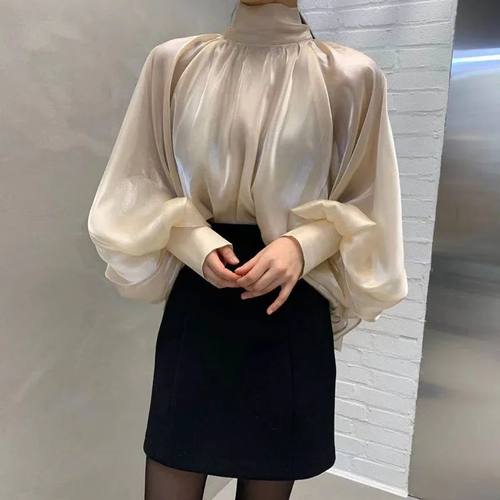 Elegant Style Blouse Women Hot Sale All-Match Solid Color Bl