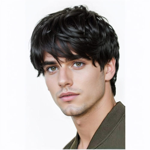 Men's Short Straight Hair, Short Brown Hair, Fluffy  Short C