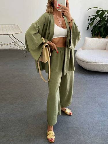 2024 Summer Women's Linen Trouser Suit with Blouse Casual Lo
