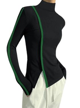 Yeezzi Female Korean Fashion Split-Side High-Neck Skinny ops