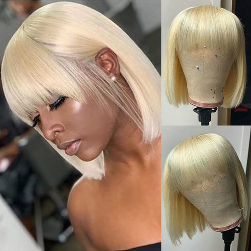 Female Fashionable Short Straight Bobo Light Golden Chemical