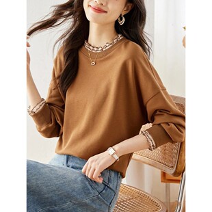 Vimly Cotton Lace Women's Sweatshirt 2024 Autumn Simple O-ne