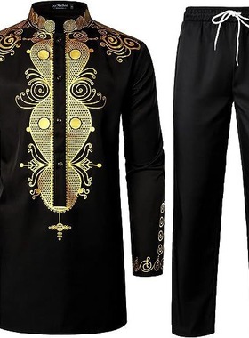 2024 Hot Sale Men's African Men's Suit Bronzed Top And Trous
