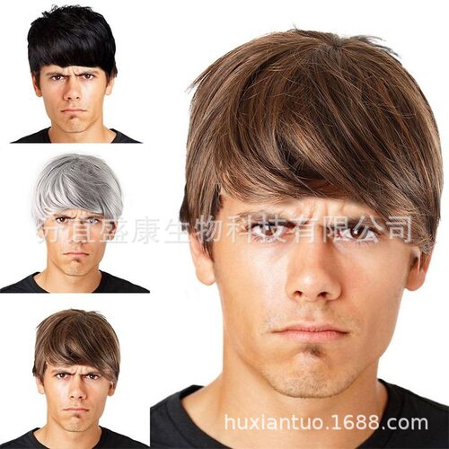 Men's Short Hair, Handsome, Fluffy, Realistic Short Straight
