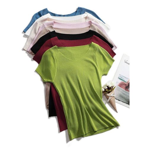 Pullover knitted Short Sleeve knitted Sweater Women Spring S