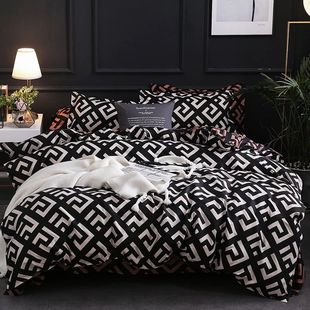 Luxury Black Bedding Comforter Set with Pillow Case SIngle F